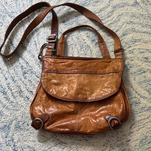 Vintage Fossil leather and canvas keeper Crossbody purse - Picture 1 of 6